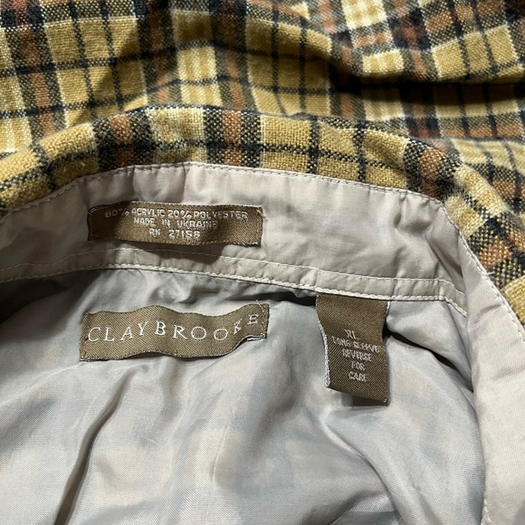 Clay Brooke Outdoor Men’s XL Brown Plaid Long Sleeve Button Down Shirt, - Picture 9 of 9